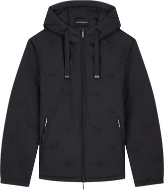 Emporio Armani Jassen, Heren, Zwart, 2Xl, Nylon, Nylon Hooded Jacket