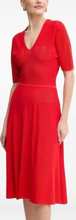 Hérve Léger Abito midi The Lyla con scollo a V - Rosso