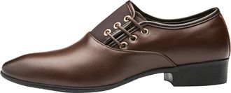 Generic Wedding Formal Shoes for Men Classic Patent Lace-ups Derbys Plain Oxfords PointedToe Leather Shoe Block Heel Non Slip Low Top Shoewear for Indoor Outd