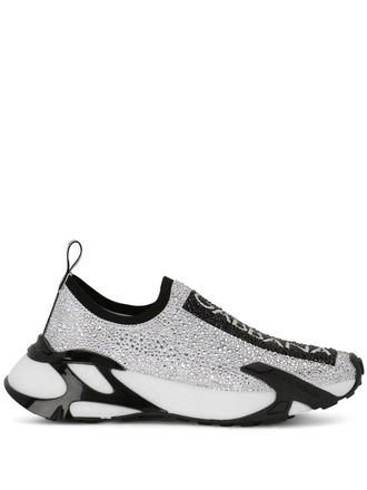 Dolce & Gabbana Fast rhinestone-embellished sneakers - Silver