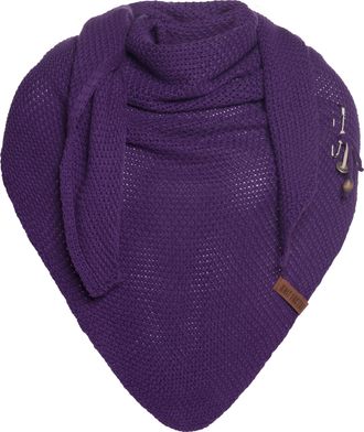 Knit Factory Coco Knitted Shawl - Triangle Scarf Women - Purple - Knitted winter scarf - 190x85 cm - Manufactured in Europe - Ladies scarf - Including decorative p