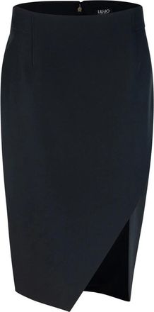 Liu Jo Zijsplit Tailored Midi Rok - Dames - Kokerrokken - Zwart - M - Leer - Rokken