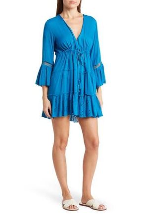 Boho Me Eyelet Flounce Cover-Up in Lapis Blue at Nordstrom Rack, Size X-Small