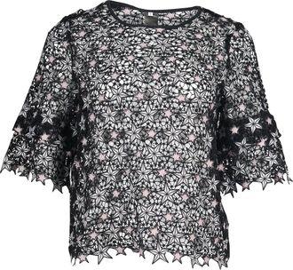 Sandro Guipure Star Lace Top in Black Polyester