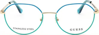 Guess GU9232 Round Metal Frame Eyeglasses - Turquoise