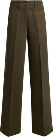 Etro Jeans met wijde pijpen en stretchkatoen - Dames - Wijde Broeken - Groen - W30 - Katoen - Broeken