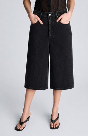 Kenneth Cole High Waist Wide Leg Culotte Jeans in Nik Wash at Nordstrom, Size 14