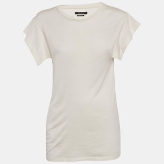 Isabel Marant Ivory Jersey Flounce Sleeve Top