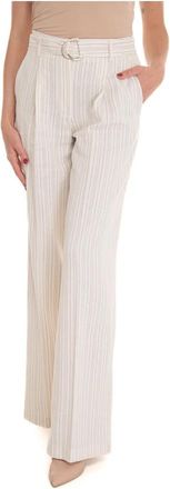 Liu Jo Wide Broeken - Dames - Wijde Broeken - Beige - XL - Katoen - Broeken
