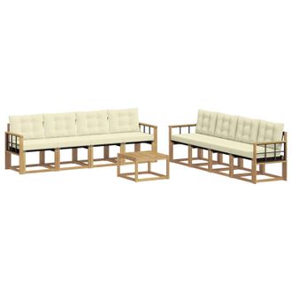 vidaXL Conjunto De Sof&aacute;s De Exterior Con Coj&iacute;n 9 Pcs Blanco Y Crema Vidaxl