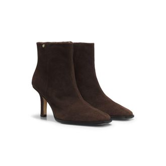 BOSS Suede ankle boots with Double B monogram