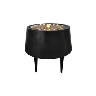 Ivyline Solis Water Feature on Black Legs with Light Display - Metal in Charcoal