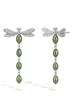 Awe Inspired Metamorphic Damselfly Freshwater Pearl Earrings in 925 Sterling Silver at Nordstrom