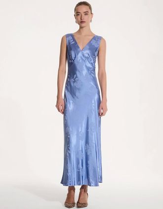 Omnes Womens Iris Jacquard Dress in Blue - Size: 16