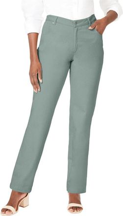 Jessica London Classic Cotton Denim Straight-Leg Jean in Grey Spruce at Nordstrom, Size 26