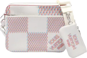 Louis Vuitton Multi-Color White Leather Handbag Shoulder Bag (Pre-Owned)