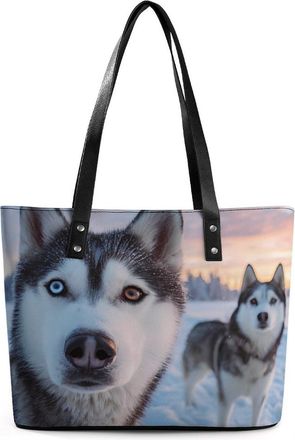 Generic Siberian Husky Print Tote Bags for Women Cute Shoulder Purses Handbags