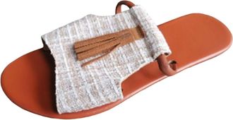 Generic Summer Ladies Round Toe Fringe Detail Large Size Comfortable Casual Wear Twne Sandals for Women Fashion Footwear (White, 4.5)