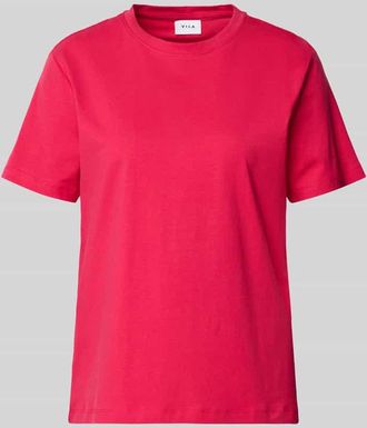 Vila T-Shirt mit geripptem Rundhalsausschnitt Modell NORA in Pink, Gr&ouml;&szlig;e XL