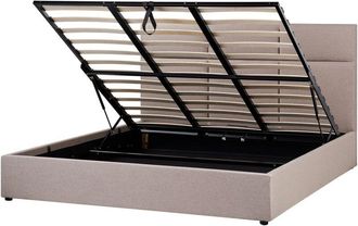 Beliani Letto ottomano 180 x 200 cm con contenitore e testiera Camera da letto Mobili Poliestere Imbottitura Taupe Lagord