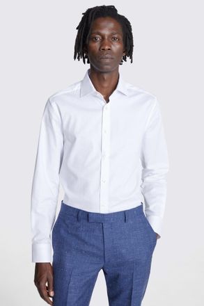 Moss Tailored Fit White Dobby Stretch Shirt