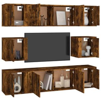Berkfield Home Classic 8 Piece TV Cabinet Set Smoked Oak Engineered Wood in Brown