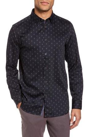 Ted Baker Monico Slim Fit Dot Diamond Sport Shirt in Navy at Nordstrom Rack, Size 6(Xxl)