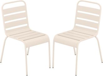 VENTE-UNIQUE.COM Juego de 2 sillas de jardín acero beige
