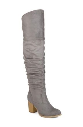 Journee Collection Kaison Wide Calf Ruched Tall Boot - Wide Calf in Grey at Nordstrom Rack, Size 9.5 Wide Calf