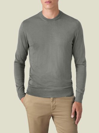 Luca Faloni Khaki Green Silk-Cashmere Crew Neck