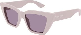 Alexander McQueen Roze/Grijs Zonnebril Am 0507S - Dames - Zonnebrillen - Beige - 52 MM - Accessoires