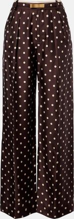Zimmermann Polka-dot silk satin wide-leg pants