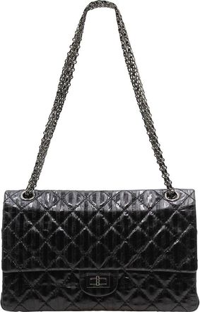 Chanel Striped Black Lambskin Leather Reissue 2.55 Flap Bag (Authentic Pre- Loved)