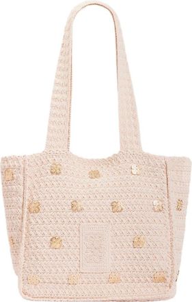 Sandro Crochet bag with tassels in Ecru at Nordstrom, Size Medium