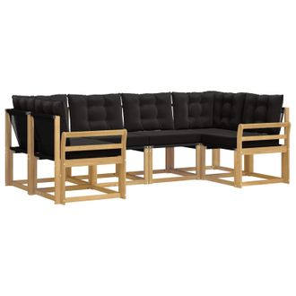 vidaXL Conjunto De Sof&aacute;s De Exterior Con Coj&iacute;n 6 Pcs Blanco Y Negro Vidaxl