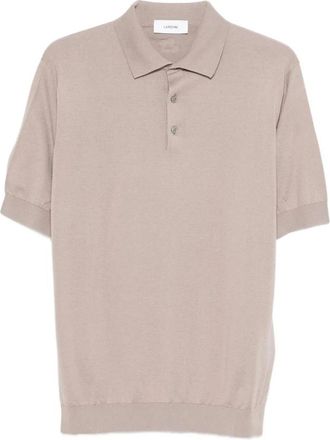 Lardini Fijngebreide polo met korte mouwen - Heren - Polos - Grijs - S - Katoen - Tops