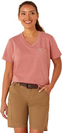 Ariat Womens Rebar Cotton Strong V-Neck T-Shirt in Mineral Red Heather, Size X-Small, by Ariat