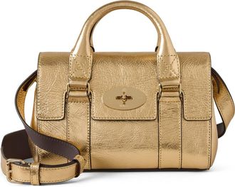 Mulberry Mini Heritage Bayswater Metallic Leather Satchel in Somerset Gold at Nordstrom
