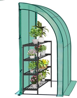 Woltu Woltu Invernadero De Jard&iacute;n Terraza 200x100x210cm Tipo Caseta Tubo De Acero Vivero Casero Invernadero Grande Semicircular Con Puerta De Cremallera Par