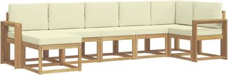 vidaXL Conjunto De Sof&aacute;s De Exterior 7 Uds. Blanco Y Crema Poli&eacute;ster Vidaxl