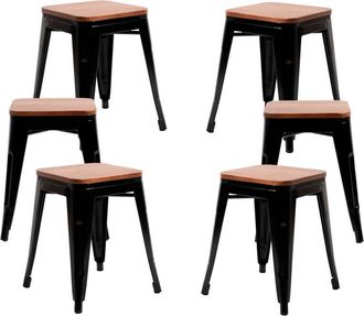 Regalos Miguel Regalos Miguel - Packs Taburetes Peque&ntilde;os - Pack 6 Taburetes Torix Peque&ntilde;os Madera Natural - Negro