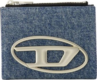 Diesel 1DR Bi-Fold Zip II Portemonnee - Dames - Portefeuilles - Blauw - ONE Size - Katoen - Accessoires