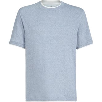 Brunello Cucinelli T-shirt with faux-layering in Slate at Nordstrom, Size Xxx-Large Eu