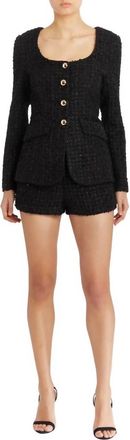 Amanda Uprichard Long Sleeve Kya Romper In Black