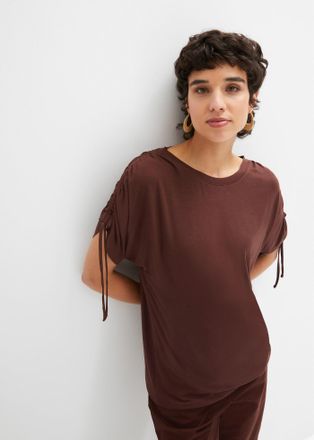 Bonprix T-Shirt BONPRIX, Damen, Gr. 56/58 (XXXL), braun (terrabraun), Obermaterial: 95% Viskose, 5% Elasthan, l&auml;ssig geschnitten, Shirts T-Shirt, l&auml;ssig gesch