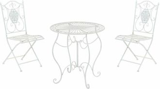 Clp Conjunto De Mesa & 2 Sillas Plegables Aldeano Blanco