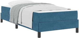 vidaXL Cama Tipo Box Spring Con Colch&oacute;n Azul Oscuro 90 X 210 Cm Tela Vidaxl