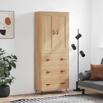 Berkfield Home Highboard Sonoma Oak 69.5x34x180 cm Engineered Wood in Brown