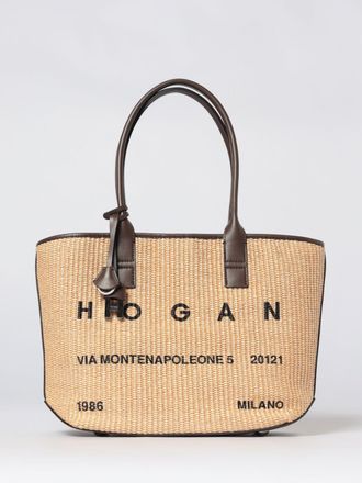 Hogan Borsa Address tote in rafia con logo Hogan
