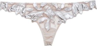 Fleur du Mal Lily embroidery hipster thong - Grey